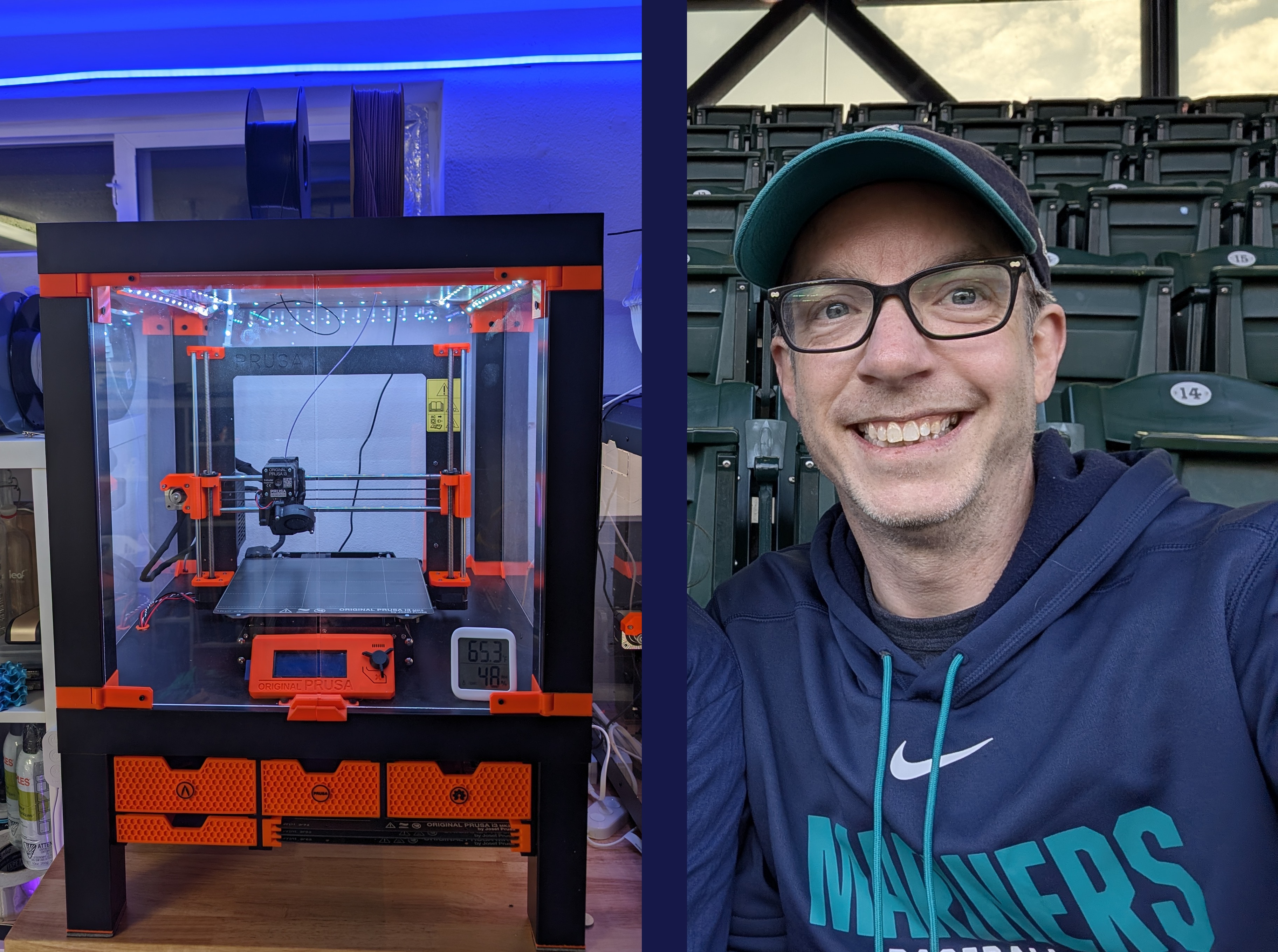 Nathan working near a 3D printer.